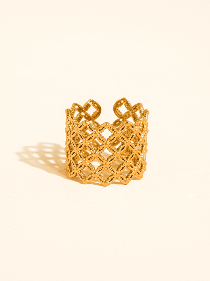 Alizée 18K Gold Plated Lattice Statement Ring