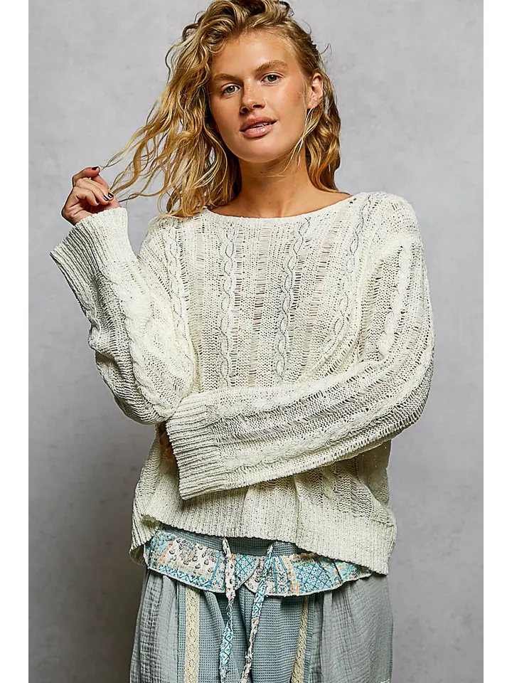 Acrylic Lightweight Cable Knit Summer Sweater