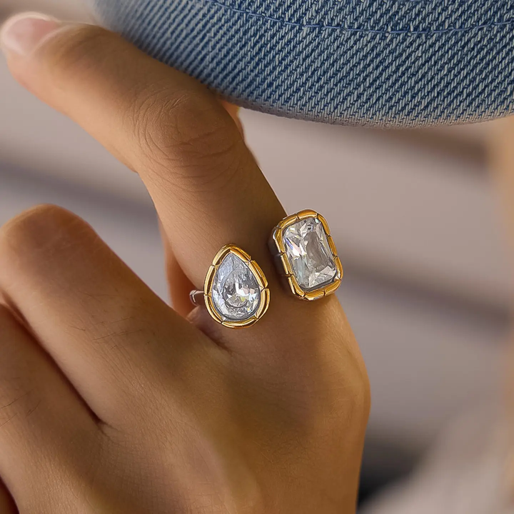 Serréa 18K Gold Plated Cz Adjustable Ring