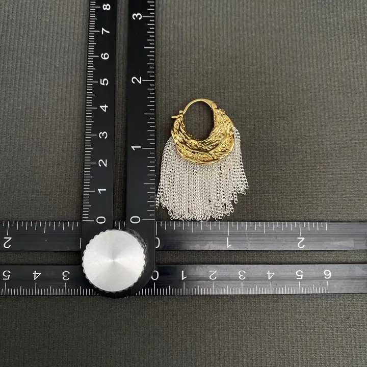 Chain Fringe 18K Gold Plated Hoop Earrings