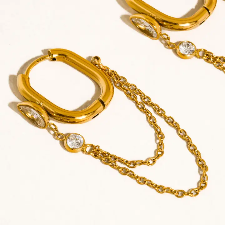 Lucienne  Cz Chain Link Drop Earrings