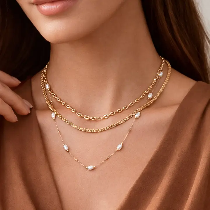 Triple Layered Chunky Chain Necklace