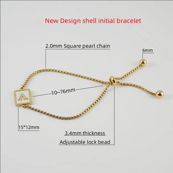 Gold-Plated Shell Stainless Steel Initial Bracelets