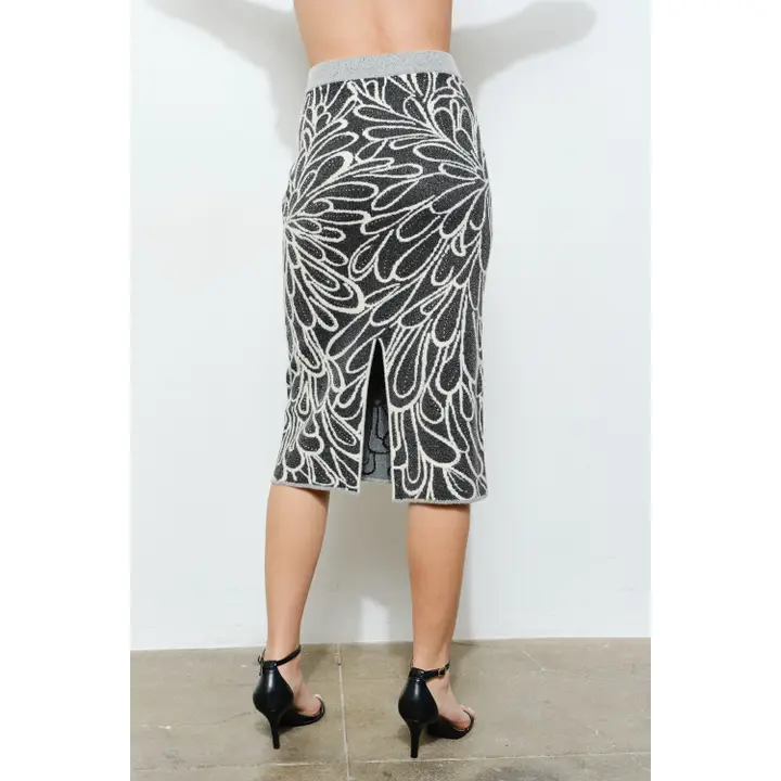 Glitter Detail Abstract Jacquard Knit Skirt