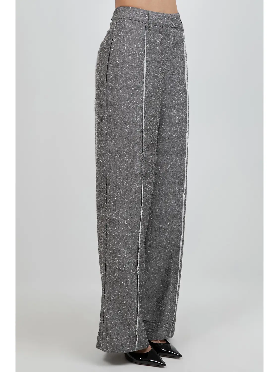 Fray Edge Detailed Straight Leg Trousers