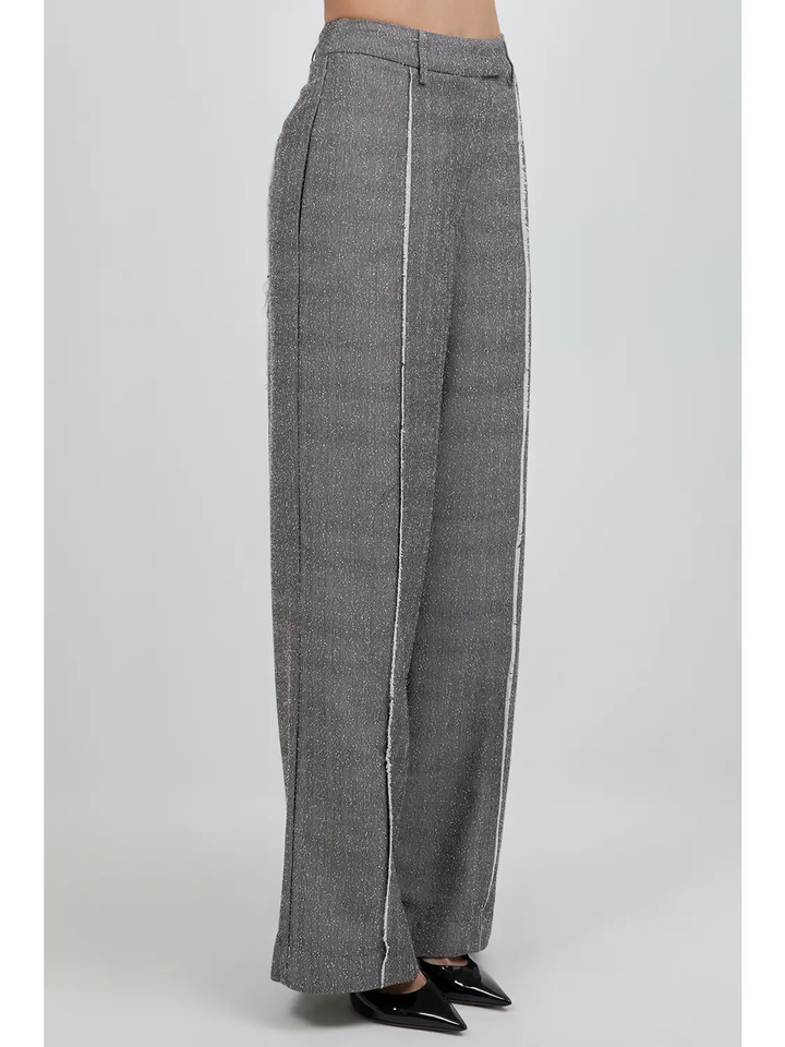 Fray Edge Detailed Straight Leg Trousers