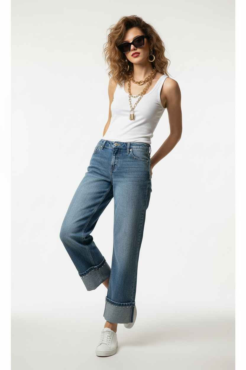 Long-haired model - white background