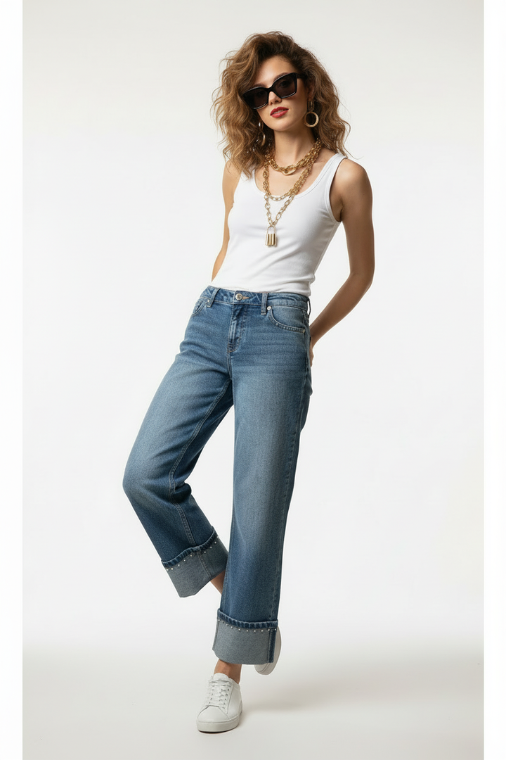 Long-haired model - white background