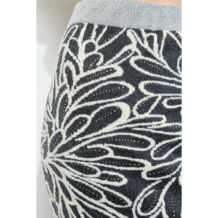 Glitter Detail Abstract Jacquard Knit Skirt