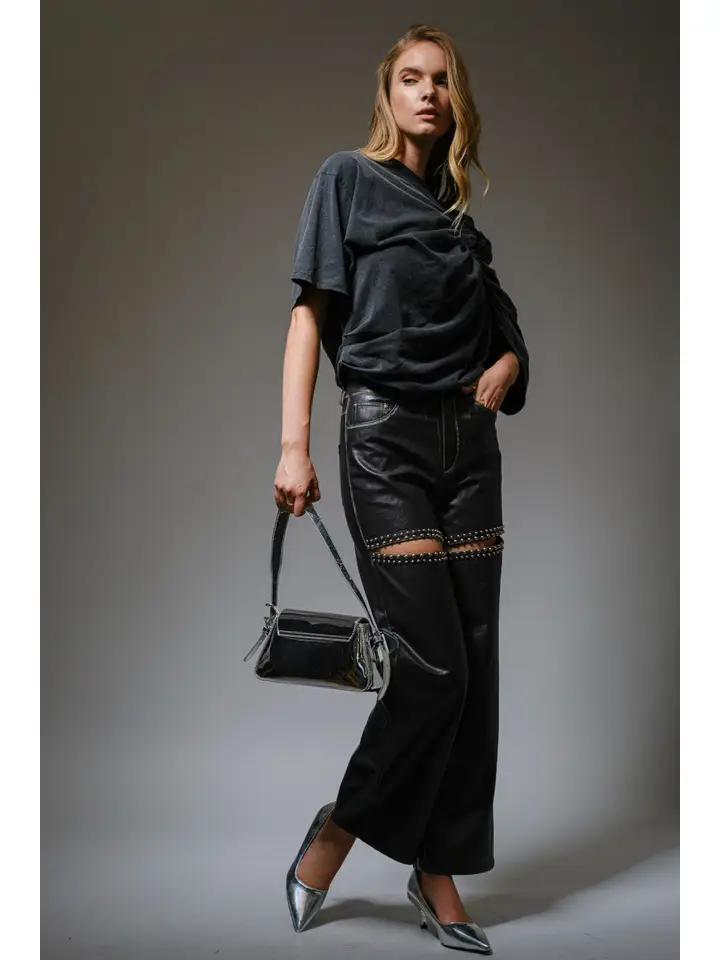 Washed Draped Pleated T-Shirt