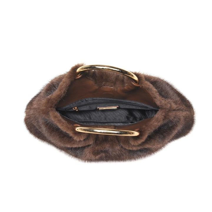 Faux Fur Clutch Bag with Ring Handle