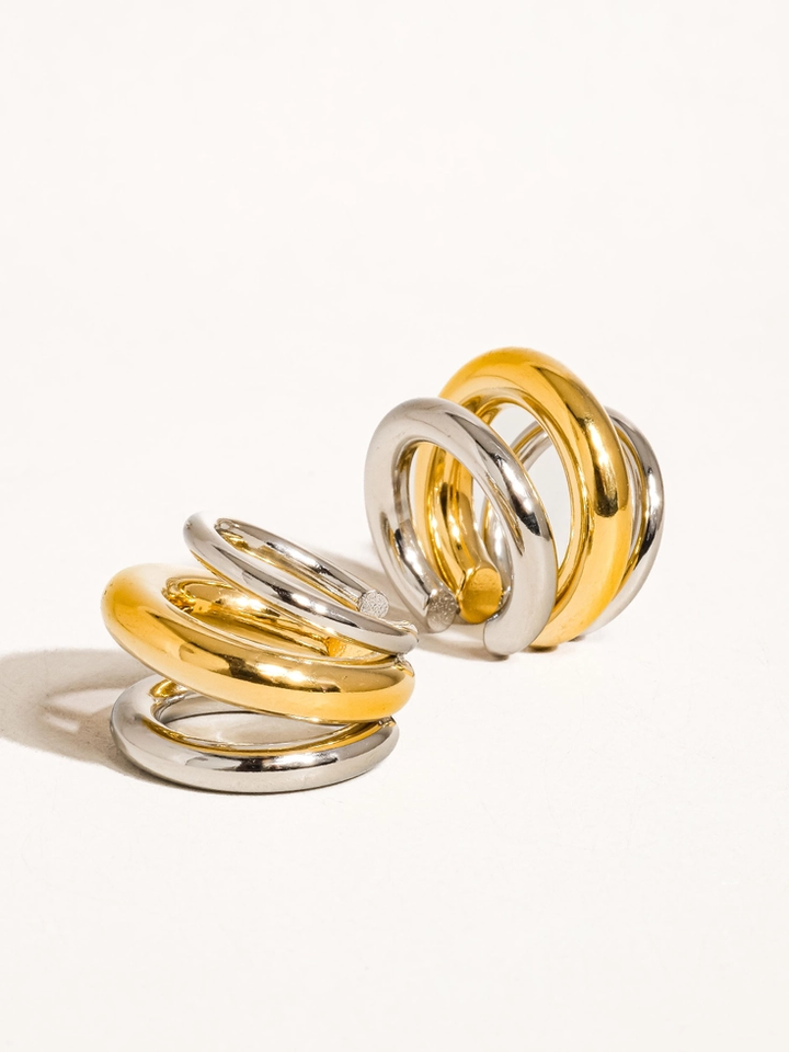 Ames 18K Gold Plated Trilayer C Hoop Ear Cuff
