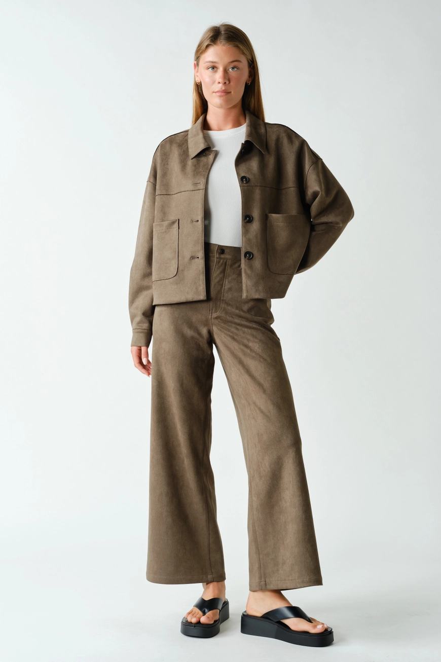 Mojave Suede Finish Wide Leg Pants (available in coffee bean & truffle)