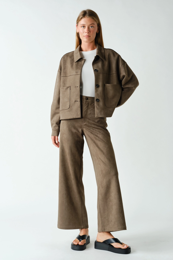Mojave Suede Finish Wide Leg Pants (available in coffee bean & truffle)