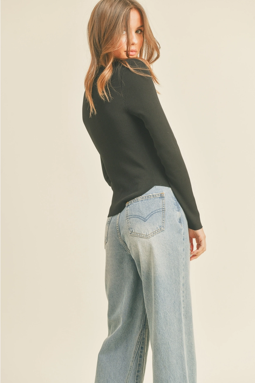 Ribbed Long Sleeve Basic Top