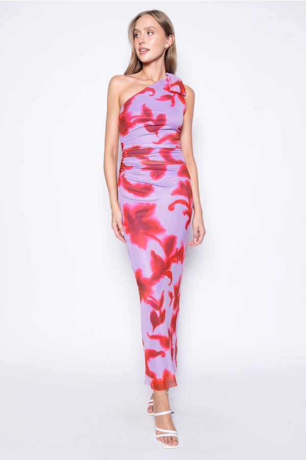 One Shoulder Scarf Maxi Dress