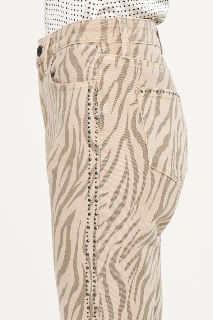 High Rise Flare Zebra Print Jeans