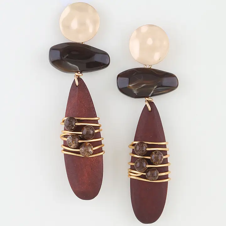 Modern Geometric Beaded Drop Earrings
