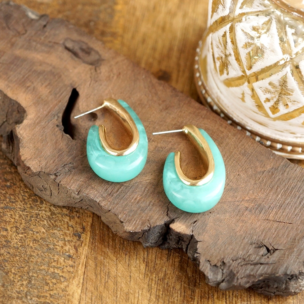 Golden Ember Sculptural Acrylic Hoop Earrings