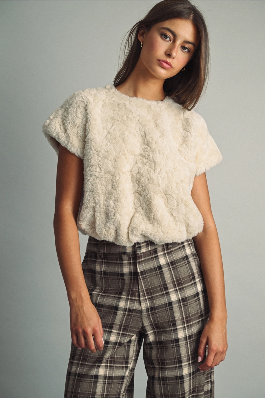 Plush Textured Faux Fur Top (available in black, mocha & cream)