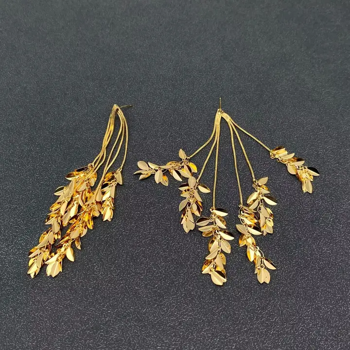 18K Gold Plated Leaf Fringe Earrings