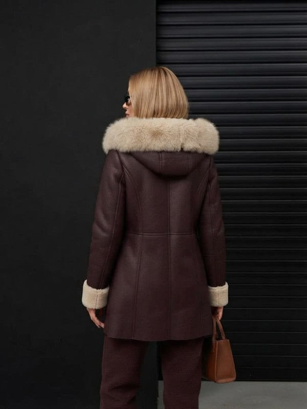 The Aspen Luxe Shearling Trim Coat