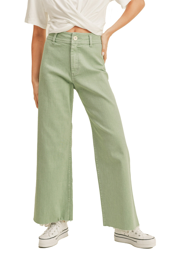 Straight Wide Leg Denim Pants