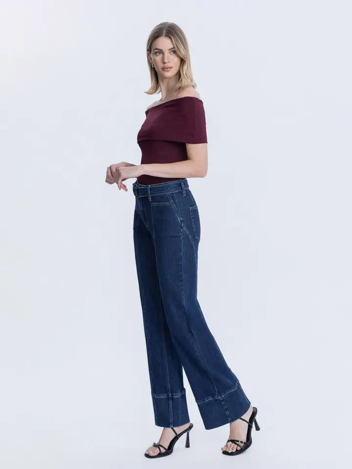 Super High Rise Belt Strap Vintage Flare Jeans