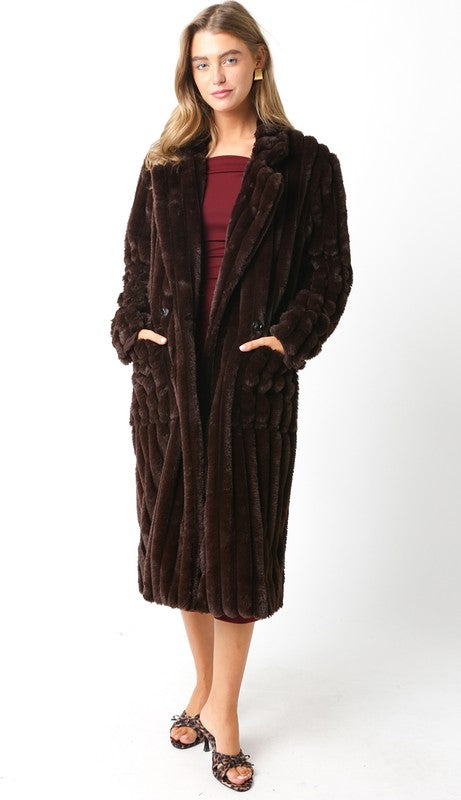 Devin Faux Fur Longline Coat
