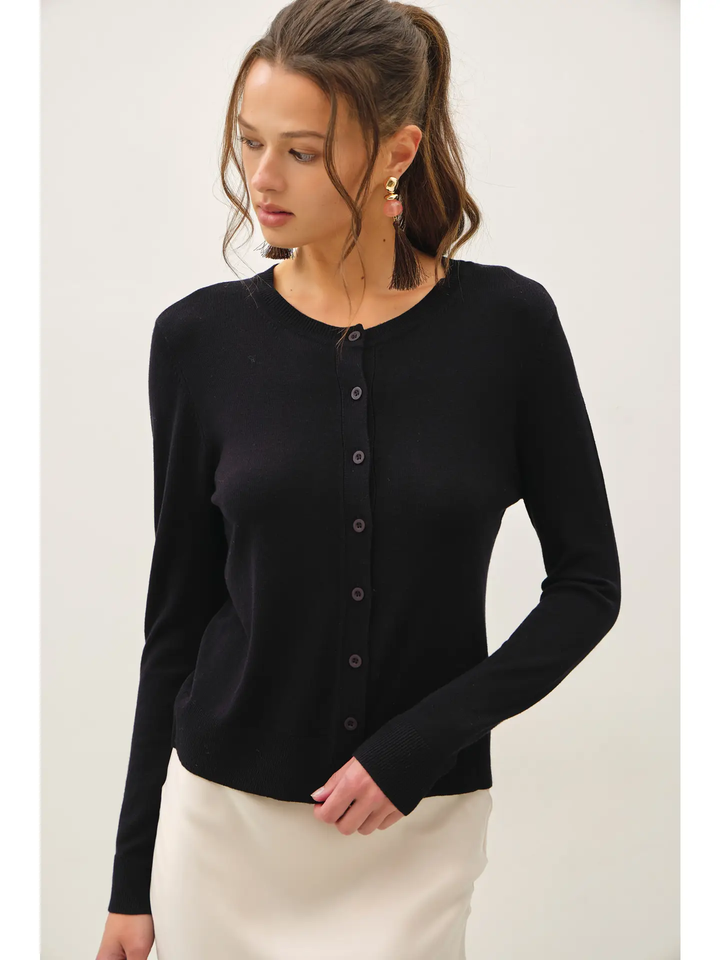 Ultra Soft Essential Crewneck Cardigan(available in black, spruce & tan)