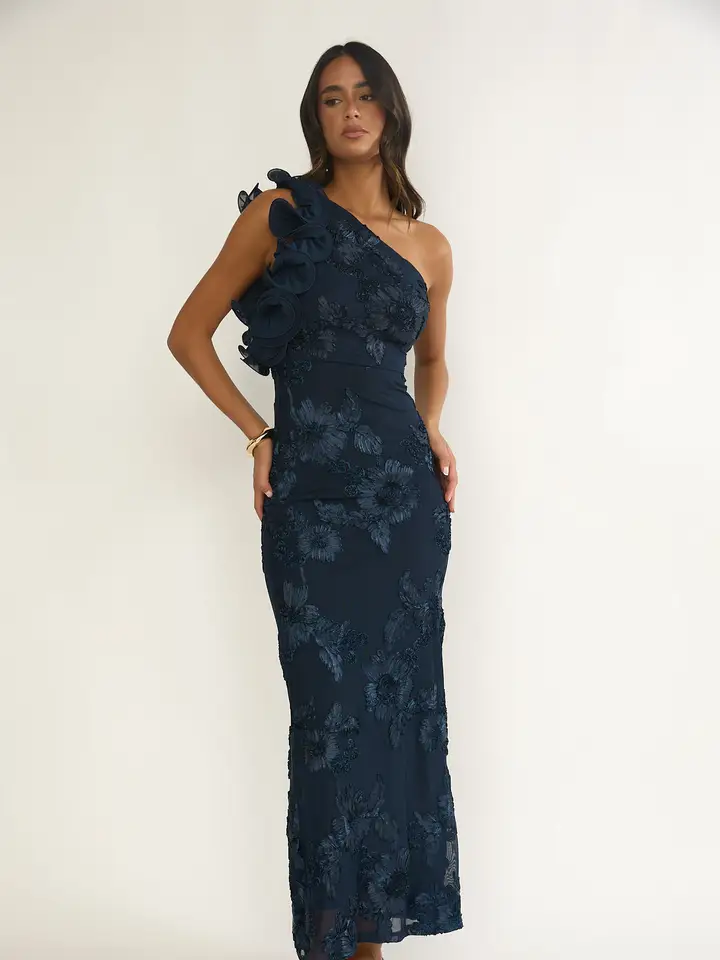 One Shoulder Floral Maxi Dress