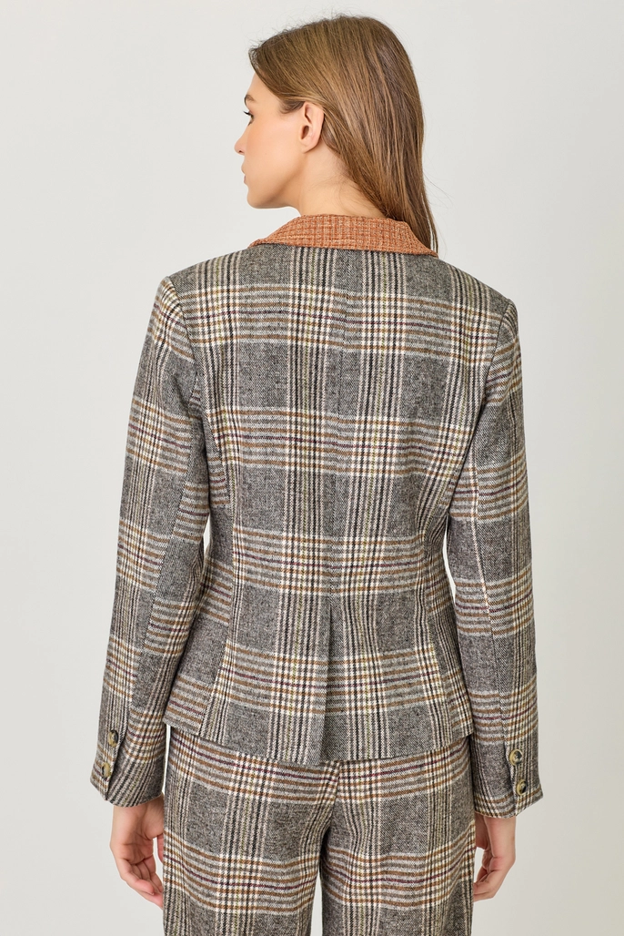 Drew Plaid Double Breasted Blazer