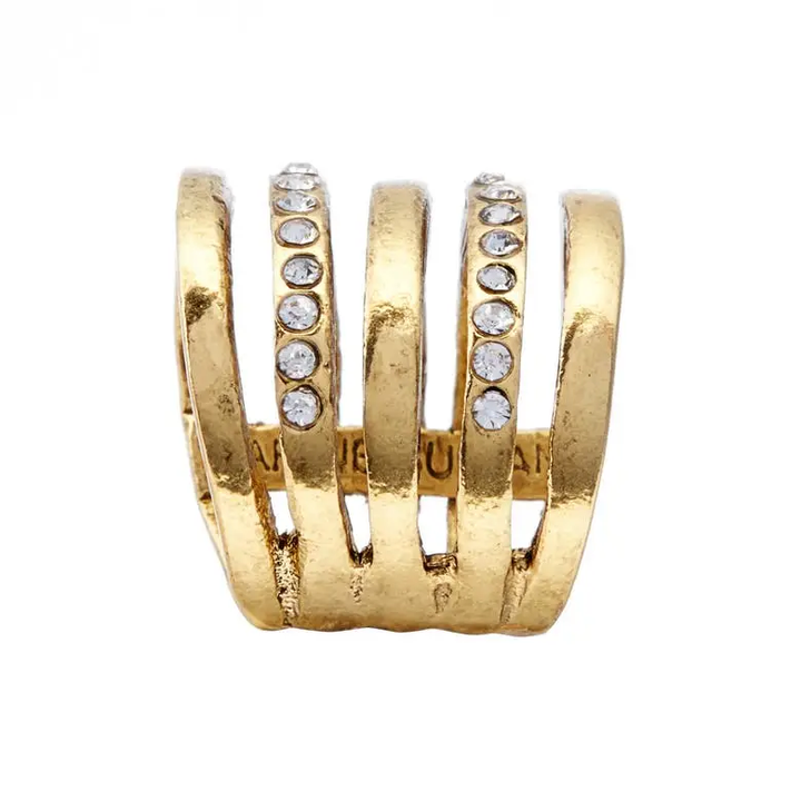 Embellished Multi Strand Ring - 24K Gold Plated