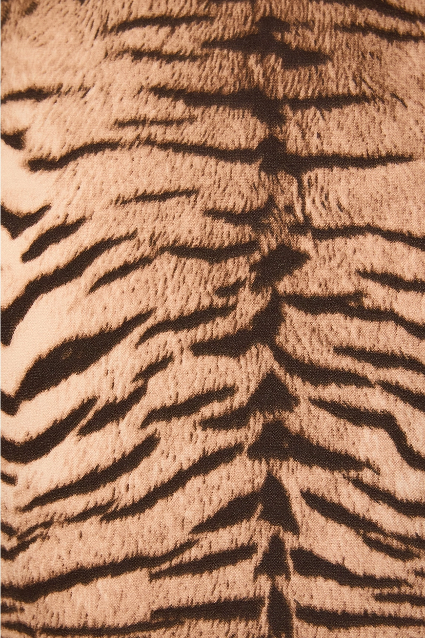 Tiger Print Lace Hem Boat Neck Sheath Mini Dress