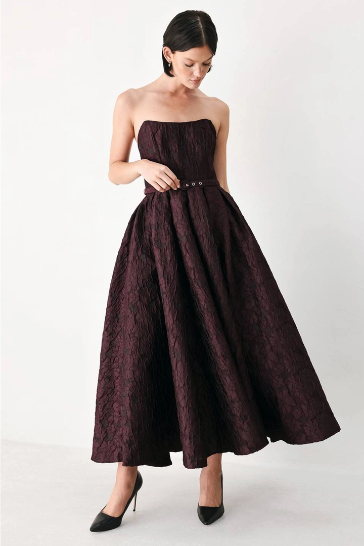 An Embossed Woven Midi Dress
