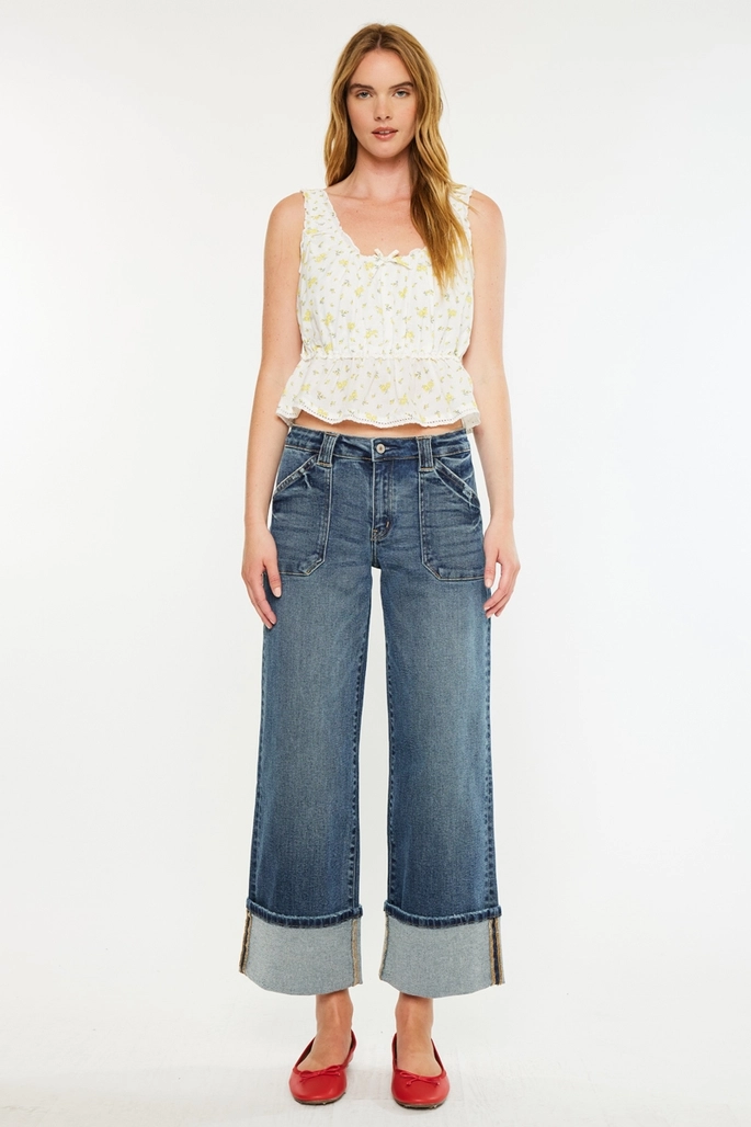 Rylynn Open Pack Mid Rise Wide Leg Jeans