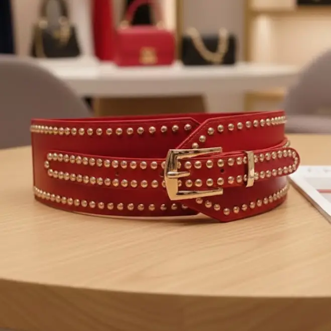 Queens Gold Stud Detail Belt