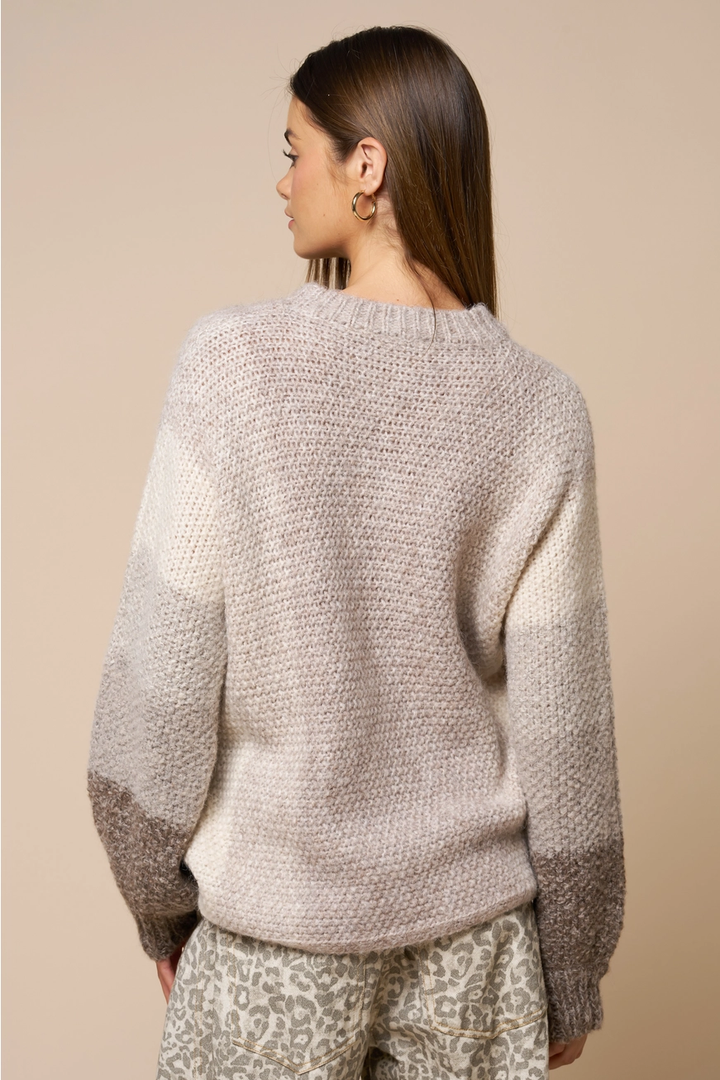Color Block Cable Knit Sweater