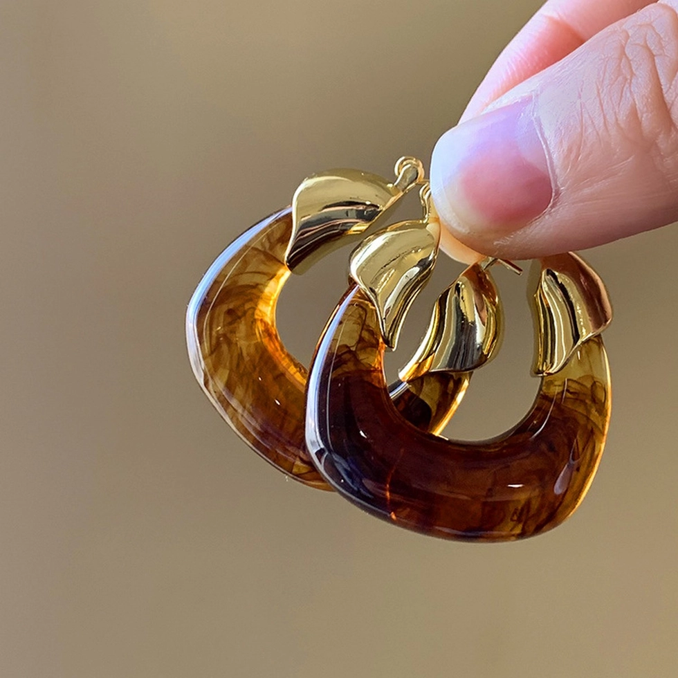 Chunky Resin Hoop Earrings
