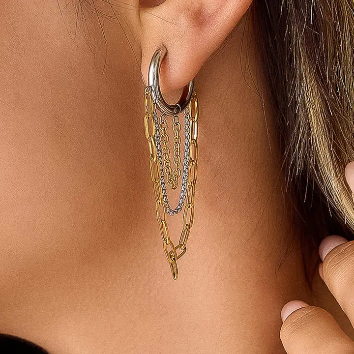 Vianne 18K Gold Non Tarnish Multi Chain Drop Earrings