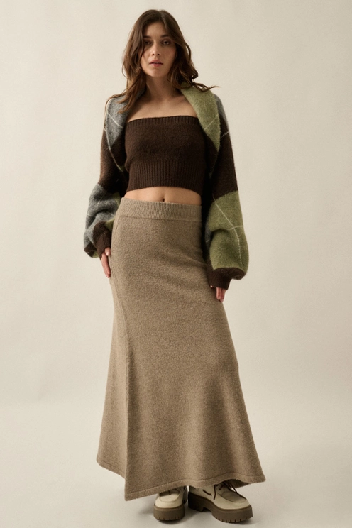 Argyle Jacquard Knit Shrug