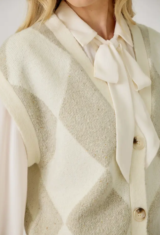 Ivory Amanda Argyle Sweater Vest