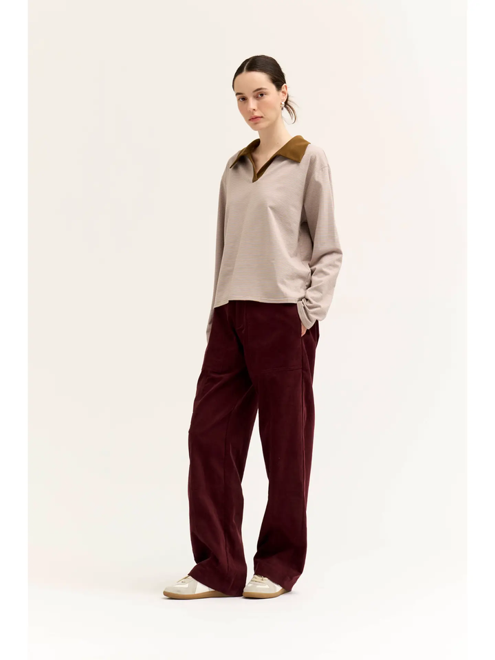 Mid Rise Corduroy Barrel Pants