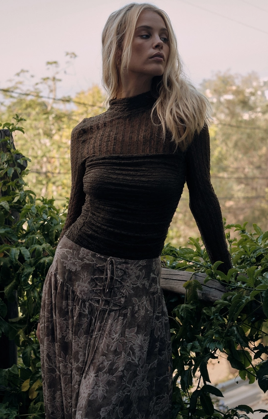 Striped Floral Lace Ruched Bodysuit ( Available in Baked Plum))