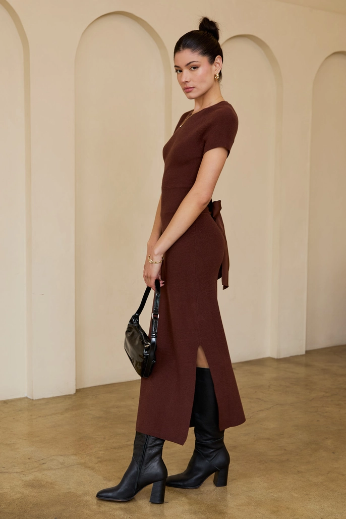 Blakely Back Tie Sweater Midi Dress