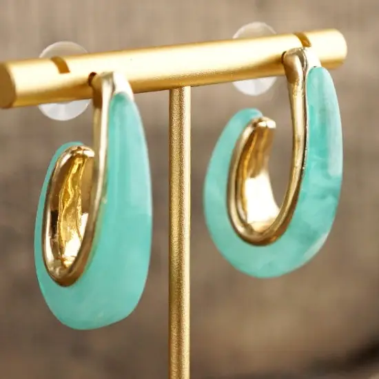 Golden Ember Sculptural Acrylic Hoop Earrings