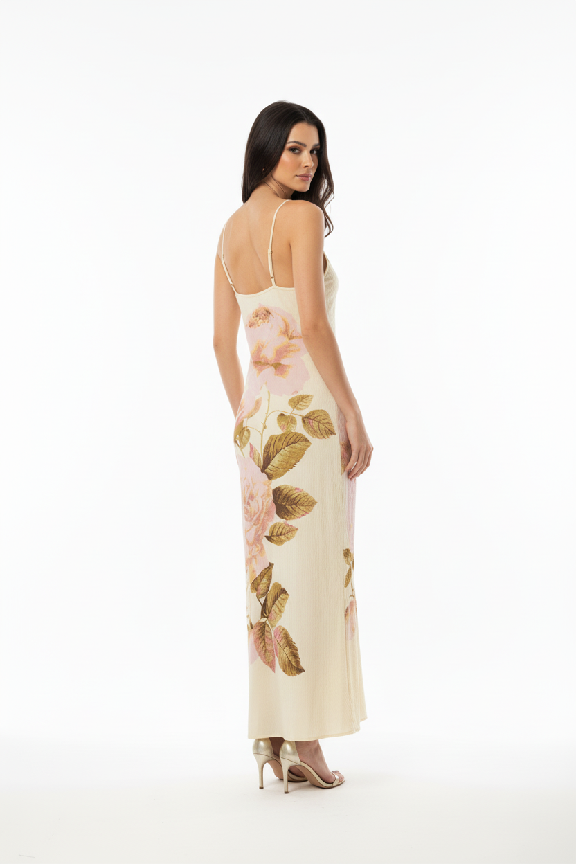 Pale Yellow Floral Maxi - Correct Back View