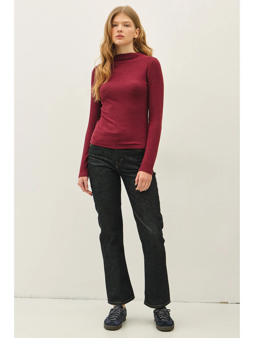 Basic Ribbed Mockneck Knit Top(available in  burgundy, black, & H. Charcoal)