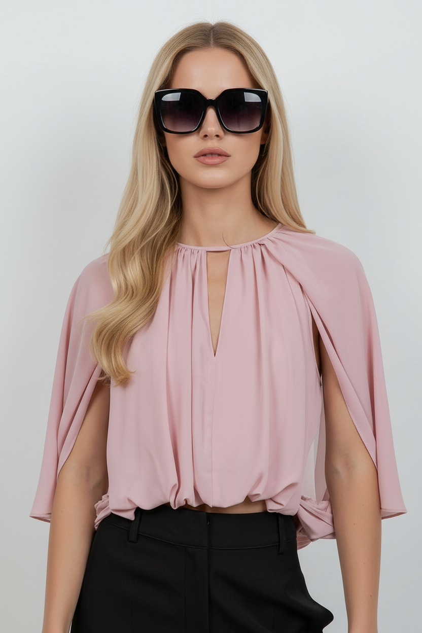 Pink Cape Blouse - Detail