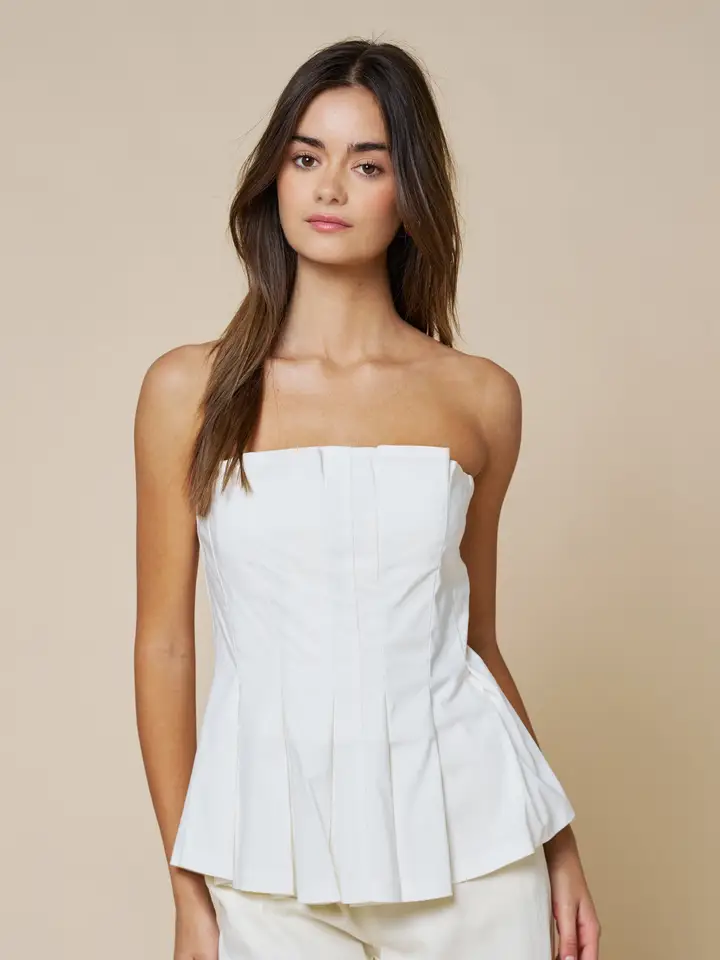 Strapless Pleated Peplum Top